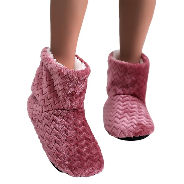 LUXUR Womens Slipper Socks House Warm Shoes Plush Lined Booties ...