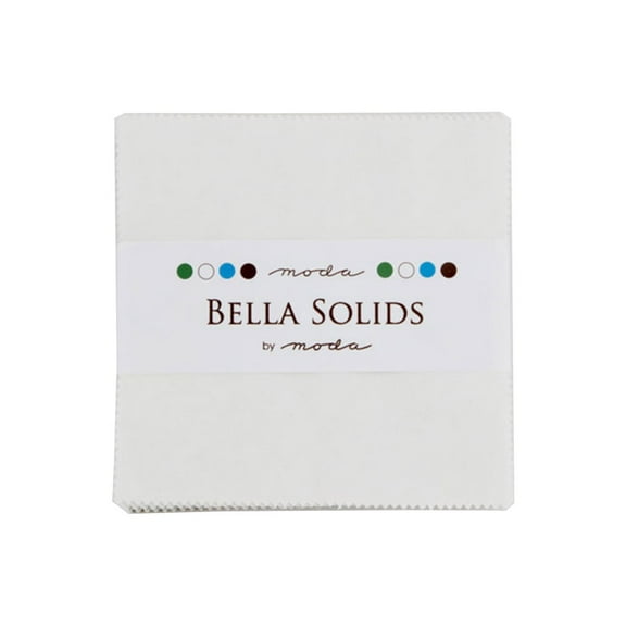 Bella Solids White Moda Charm Pack; 42 - 5" Precut Fabric Quilt Squares