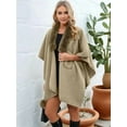 thumbnail image 6 of Women'S Open/ Front Cardigan Solid Color Poncho Cape Plus Size Knit Wraps for Fall Winter Khaki One size, 6 of 9