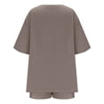thumbnail image 6 of IWRICH Women's Short Sets 2 Piece Outfits Plus Size Linen Short Sleeve Shirts and Shorts Spring Summer Outfits Khaki XXL, 6 of 6