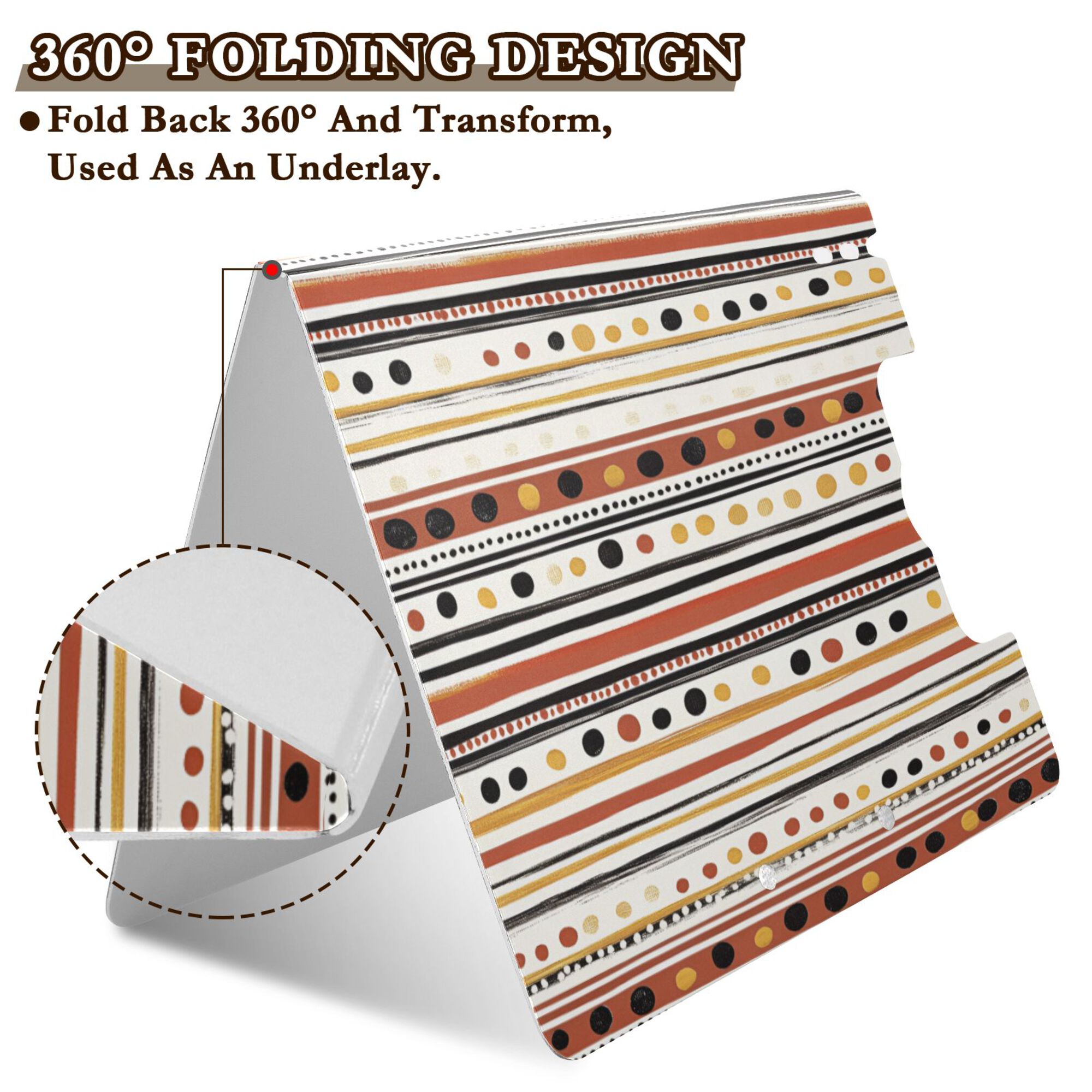 FORMRS A4 Clipboard Folder with Pen Holder Horizontal Foldable School Office Binder, Brown Abstract Dots