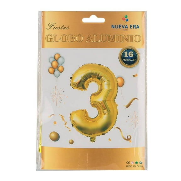 Globo Prichos Nueva Era No. 3 de 16 Pulgadas Metálico Dorado