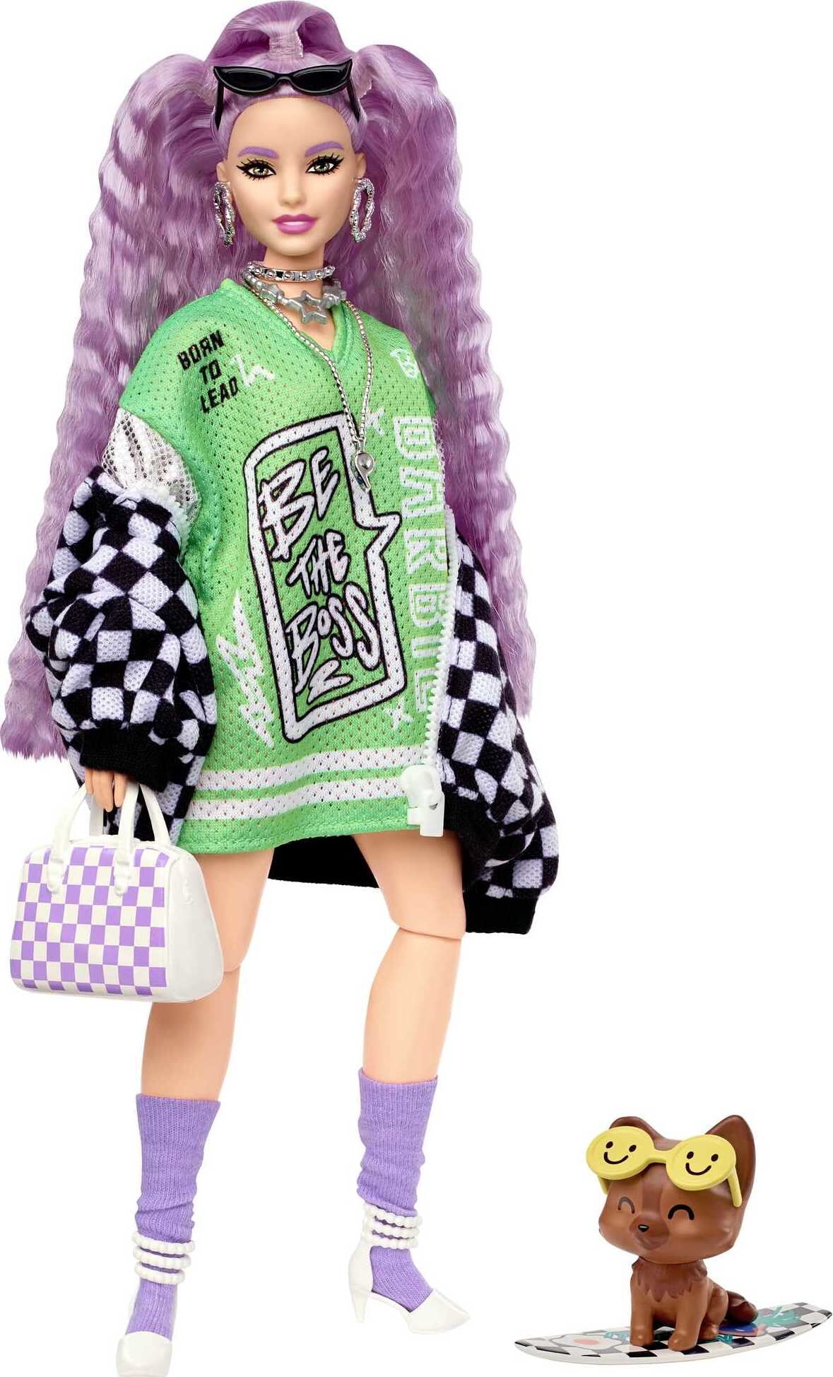 Barbie Doll and Accessories, Barbie Extra Doll with Lavender Hair -  