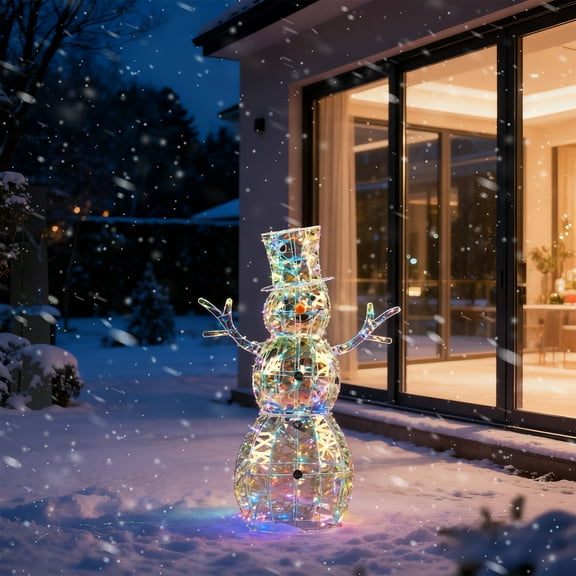 Ktaxon Snowman Christmas Prismatic Iridescent Snowman Outdoor Decoration for Holiday Lawn Garden Party
