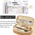 thumbnail image 2 of Large Capacity Pencil Case Durable Pen Holder Organizer Stationery Makeup Cosmetic Pouch For Kids, 22x11cm (upgraded Version-purple)--khaki, 2 of 5