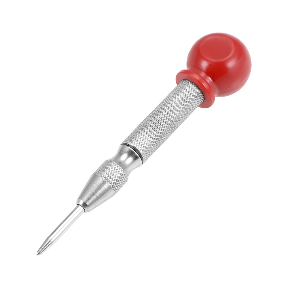 Automatic Center Punch, HSS Adjustable Spring Loaded Drill Tool Silver