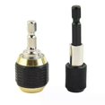 thumbnail image 3 of 2pc 50/60mm Drill Chuck Screwdriver Impact Driver Keyless Adaptor 1/4in Hex Shank Drill Bit Quick Change Convertor Adapter Tool, 3 of 5