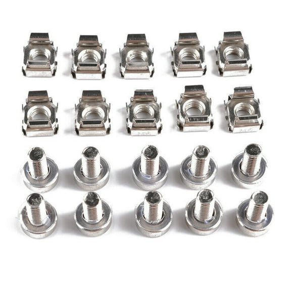 10x M5 x 16 Metal Nickel-plated Square Hole Cage Nuts & Screws for Server Rack Cabinet
