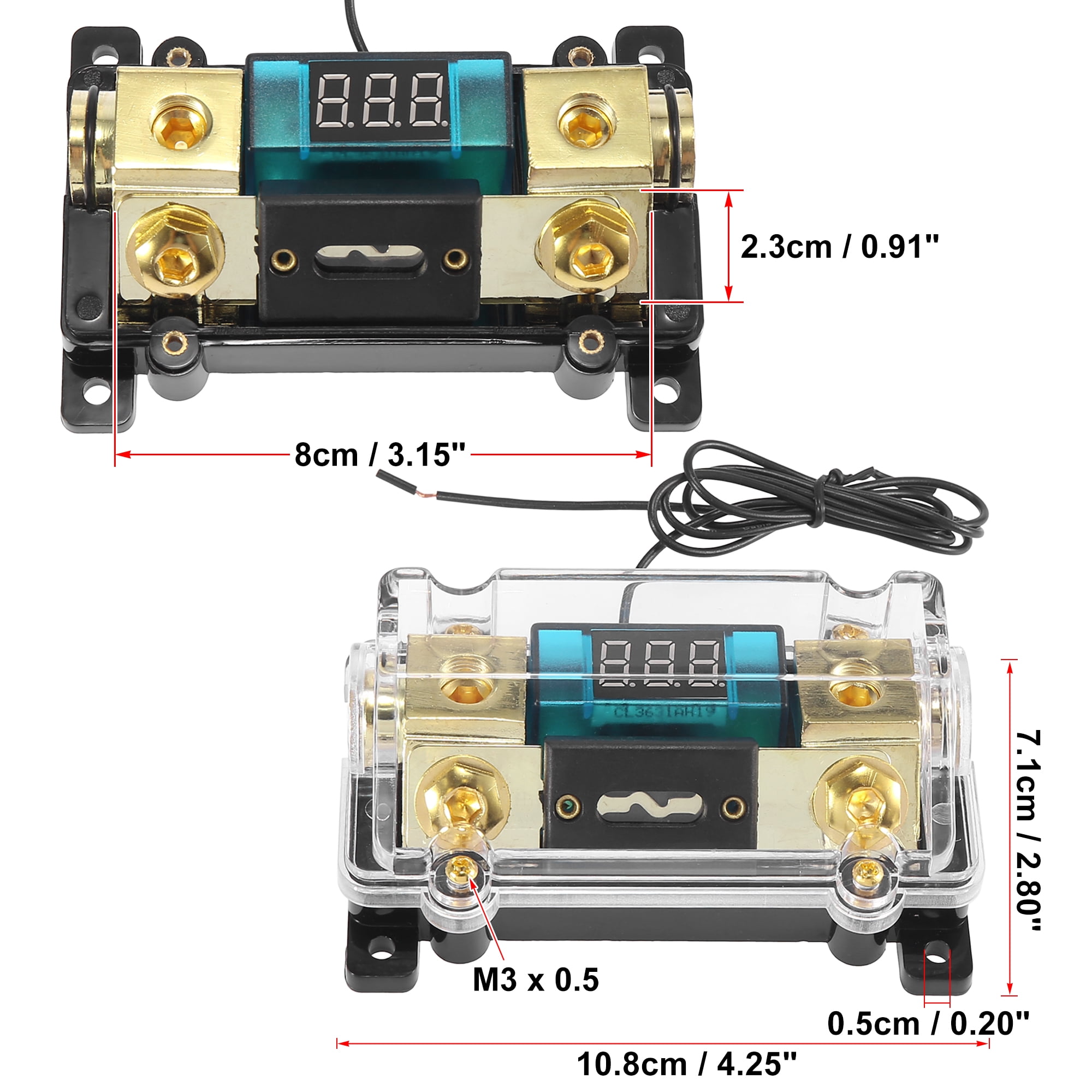 Unique Bargains Car Audio LED Display Digital Voltage Inline ANL Fuse Holder 100 Amp 0 2 4 AWG Gauge 300A