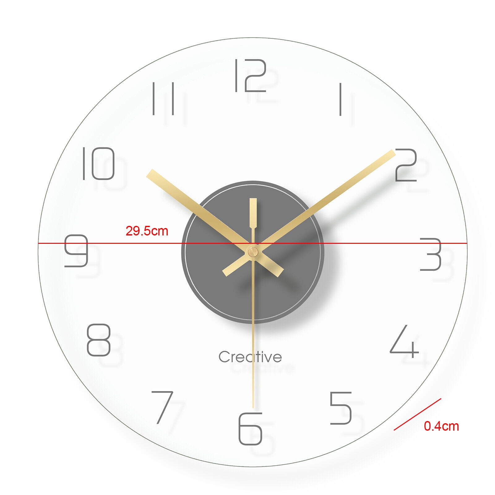 Wall Clock 12 Inch Clear Glass Wall Clocks Non-Ticking Battery Operated Ultra-Quiet Movement Quartz for Office Classroom School Home Living Room