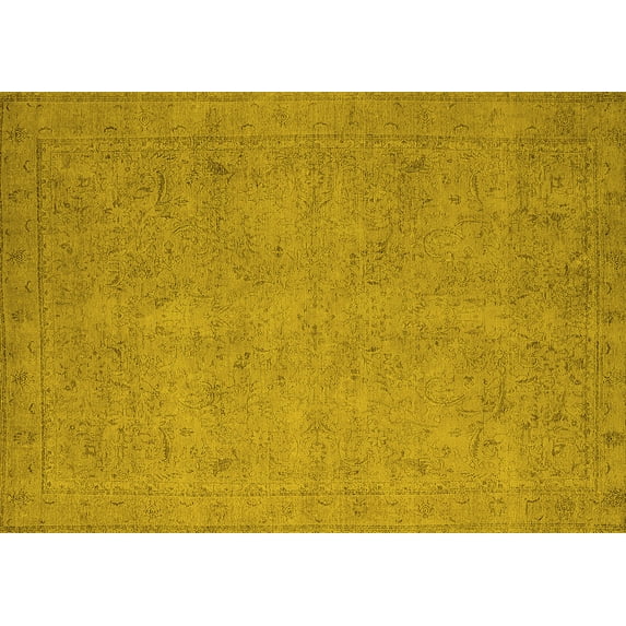 Ahgly Company Machine Washable Indoor Rectangle Oriental Yellow Industrial Area Rugs, 5' x 8'