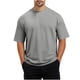 thumbnail image 2 of pstuiky Camisa de manga corta para hombre, Camiseta/camiseta informal de manga corta con cuello redondo y abertura en el dobladillo para hombre, color liso, a la moda camisas casuales para hombre l, 2 of 8