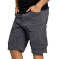 thumbnail image 2 of Chiccall Mens Solid Shorts Plus Size Pocket Elastic Waist Drawstring Cargo Shorts Loose Fit Dark Gray, 2 of 4