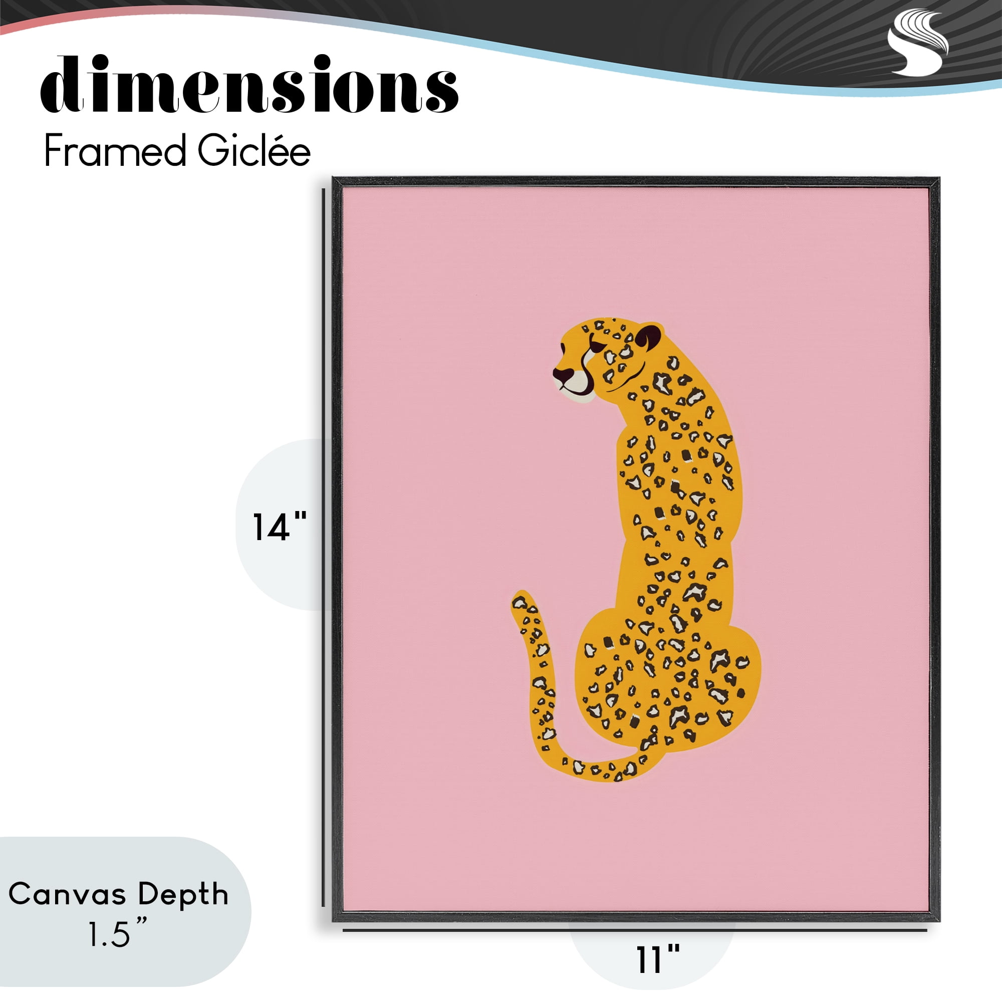 Stupell Industries Yellow Jaguar on Pink Black Framed Giclee Art, design by Creative Studio