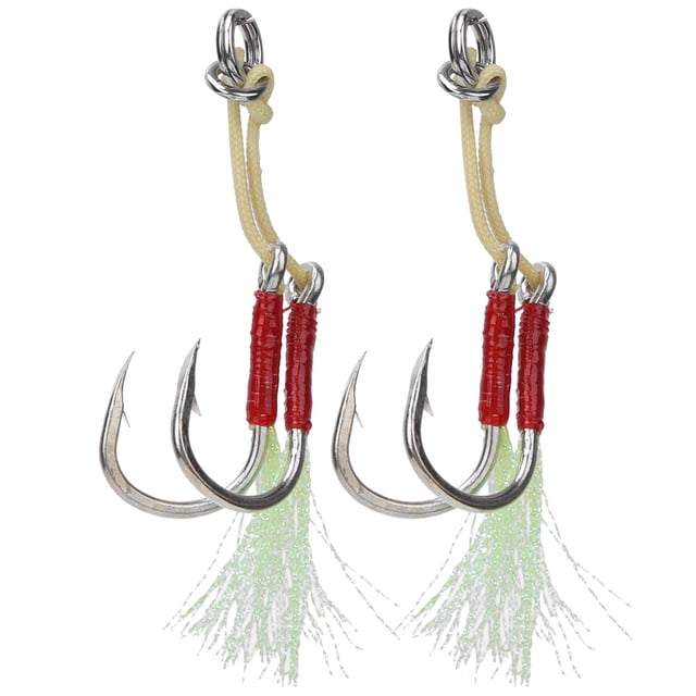 2 uds. De anzuelos de pesca para barcos de acero inoxidable, combinación de cuerdas, señuelos, cebos, aparejos de anzuelo, accesorio 3/0 #