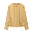 thumbnail image 6 of Annhoo Girls Long Sleeve T Shirts Cute Ruched Knot Side Tops Kids Spring Fashion Round Neck Blouses 3-13 Years, 6 of 7