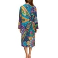 thumbnail image 3 of FKELYI Zipper Front Robes for Women Nightgowns Comfy Nightwear Dress with 2 Pockets Bohemian Flower Dragonfly Print Long Sleeve Bathrobes Fall Winter Zippered Housecoat, XL, 3 of 6