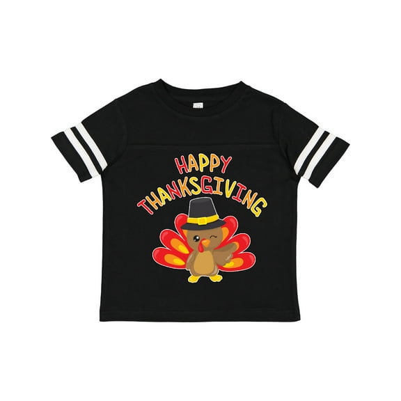 Inktastic Happy Thanksgiving Cute Turkey in Pilgrim Hat Boys or Girls Toddler T-Shirt