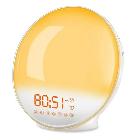 LONPUN Simulated Sunrise Wake-up Light LED Electronic Alarm Broadcast Children's Sleep Bedside Aid Music Atmosphere Lamp Lam Clock E6P1