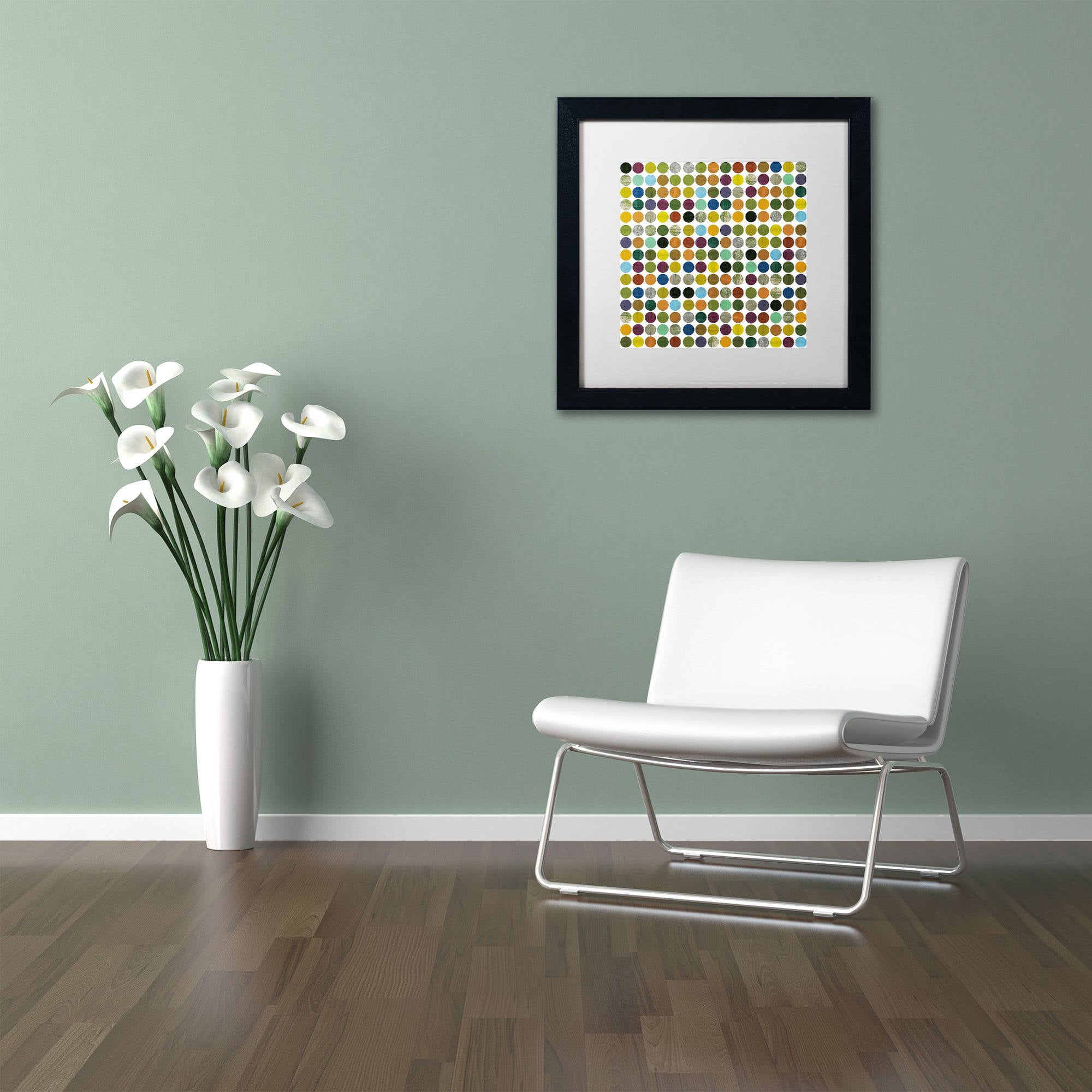 Trademark Fine Art "Rustic Rounds 125" Canvas Art by Michelle Calkins, White Matte, Black Frame