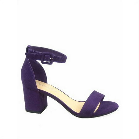 

Cake-S Women s Fashion Open Toe Ankle Strap Buckle Low Chunky Heels Dress Sandals Shoes