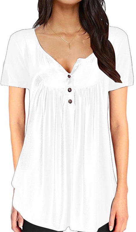 white short sleeve blouse plus size