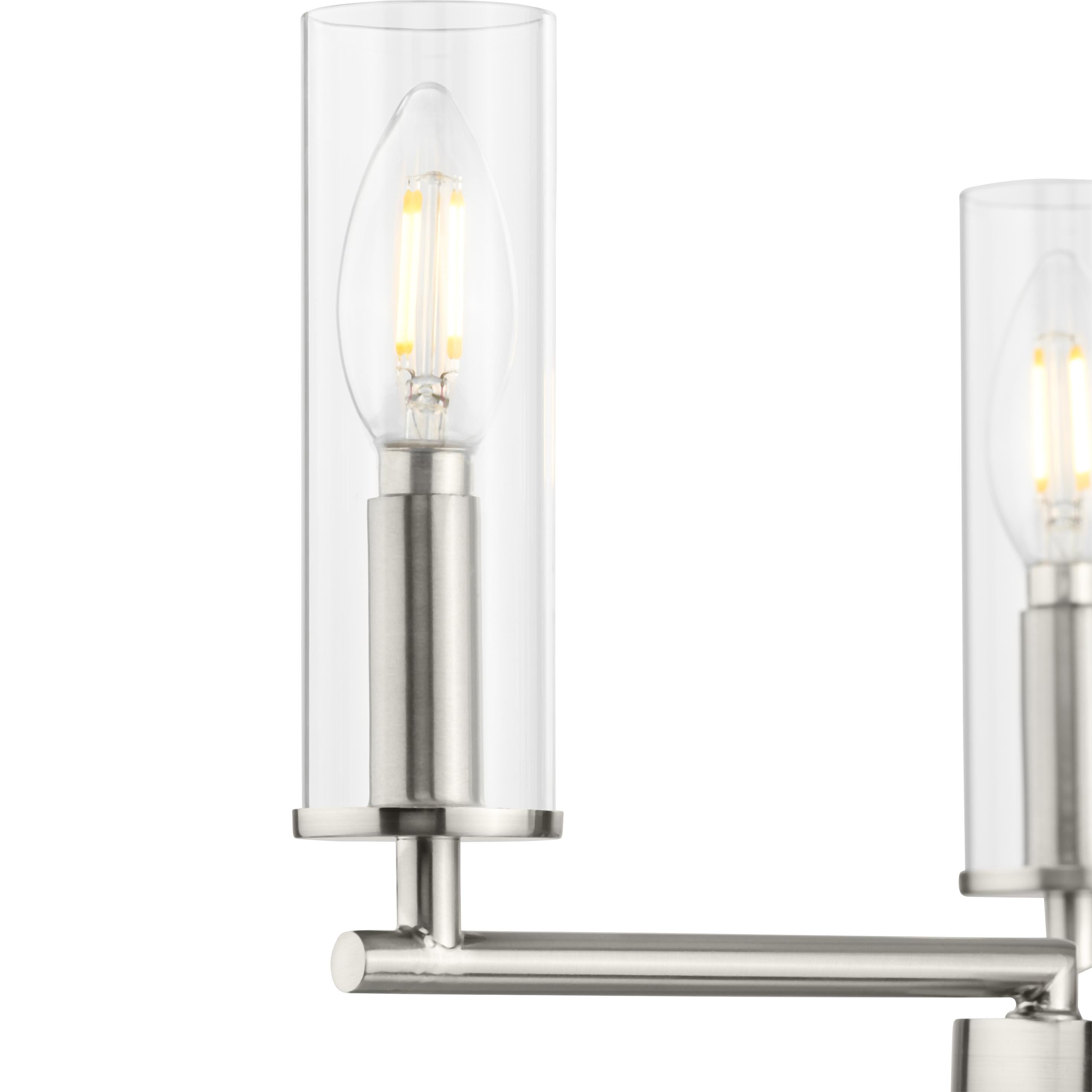 Better Homes & Gardens 16 in 3 Light Chandelier - Brushed Nickel Finish, Clear Glass Shades, Adjustable Height