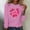 Pink, variant on VgaVtl T Shirts Women Long Sleeve Valentines Women's Tops Crew Neck Holiday Pullover Loose Heart Print Blue Casual Tops