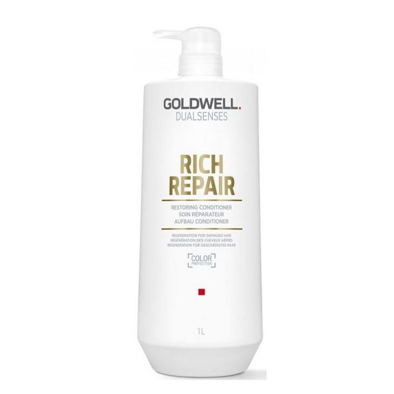33.2 oz , Goldwell Dualsenses Rich Repair Restoring Conditioner hair beauty, Pack of 1 w/ Sleekshop Pink Comb