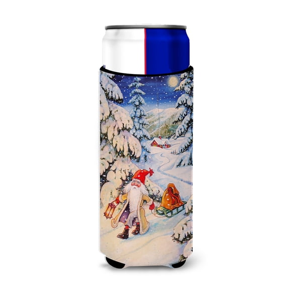 Christmas Gnome pulling a sled Ultra Hugger for slim cans