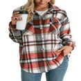 thumbnail image 1 of Veste Décontractée à Carreaux pour Femmes, Col à Revers, Manches Longues, Manteau Chemise, Automne Hiver, Doublé, Chaud, 1 of 9