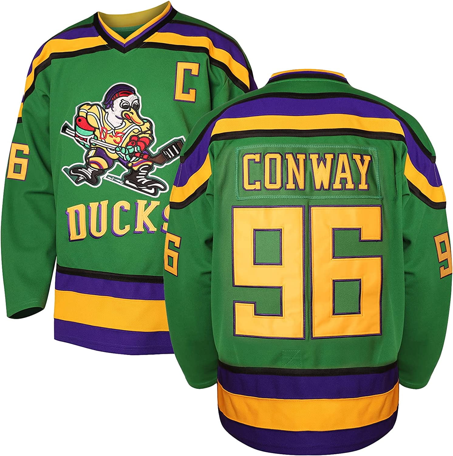  Phoneutrix Charlie Conway #96 Mighty Ducks Movie Hockey Jersey  White Green : Clothing, Shoes & Jewelry