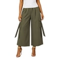 thumbnail image 6 of Hvogkswy Cargo Capri Pants for Women Summer Casual High Waist Wide Leg Capris Loose Fitted Multi Pockets Outdoor Hiking Pants, 6 of 7