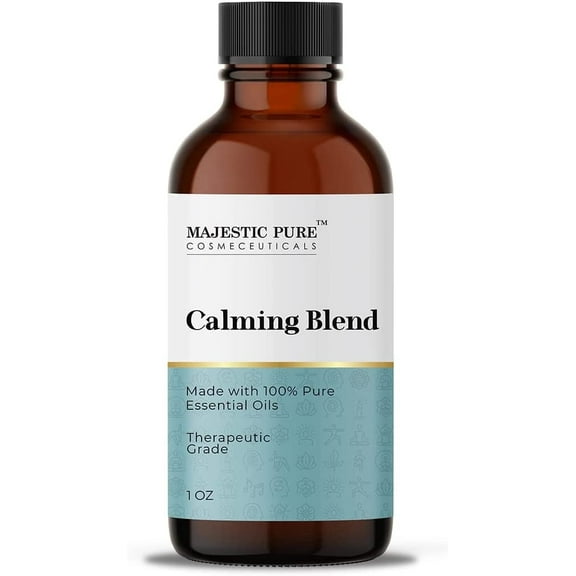 Majestic Pure Calming Essential Oil Blend | 100% Pure Oil for Peace, Sleep, Stress Relief | Orange, Lemongrass, Cedarwood Essential Oil for Diffusers & Aromatherapy | 1oz