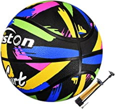 Senston Outdoor/Indoor Basketball SIZE 7 with Pump PU Leather Game Basket Ball for Children/Junior/Youth Arena Training Learner Basketballs Black/Blue 