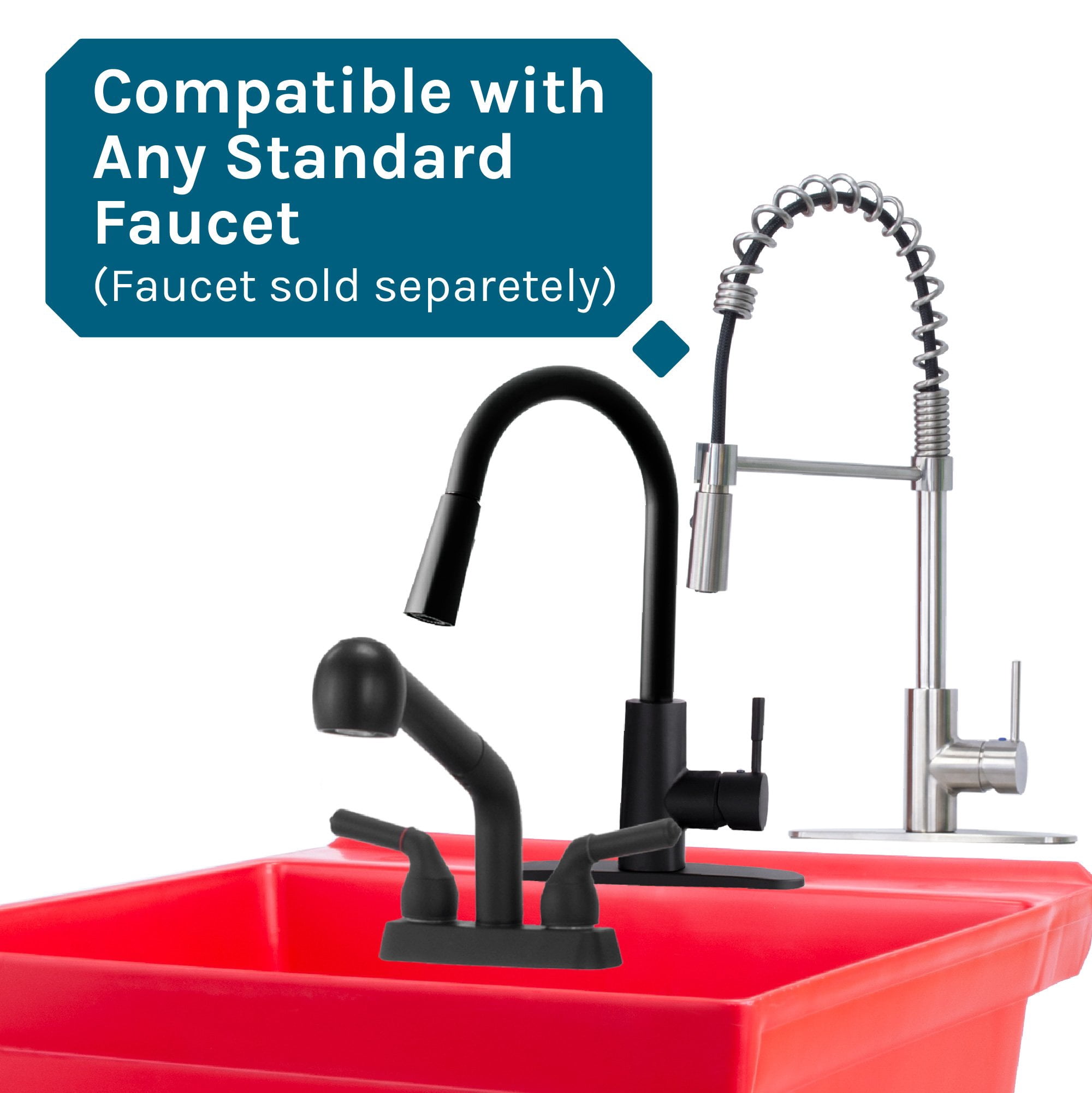 Tehila Red 19 Gallon Utility Sink with Black Legs and P-Trap