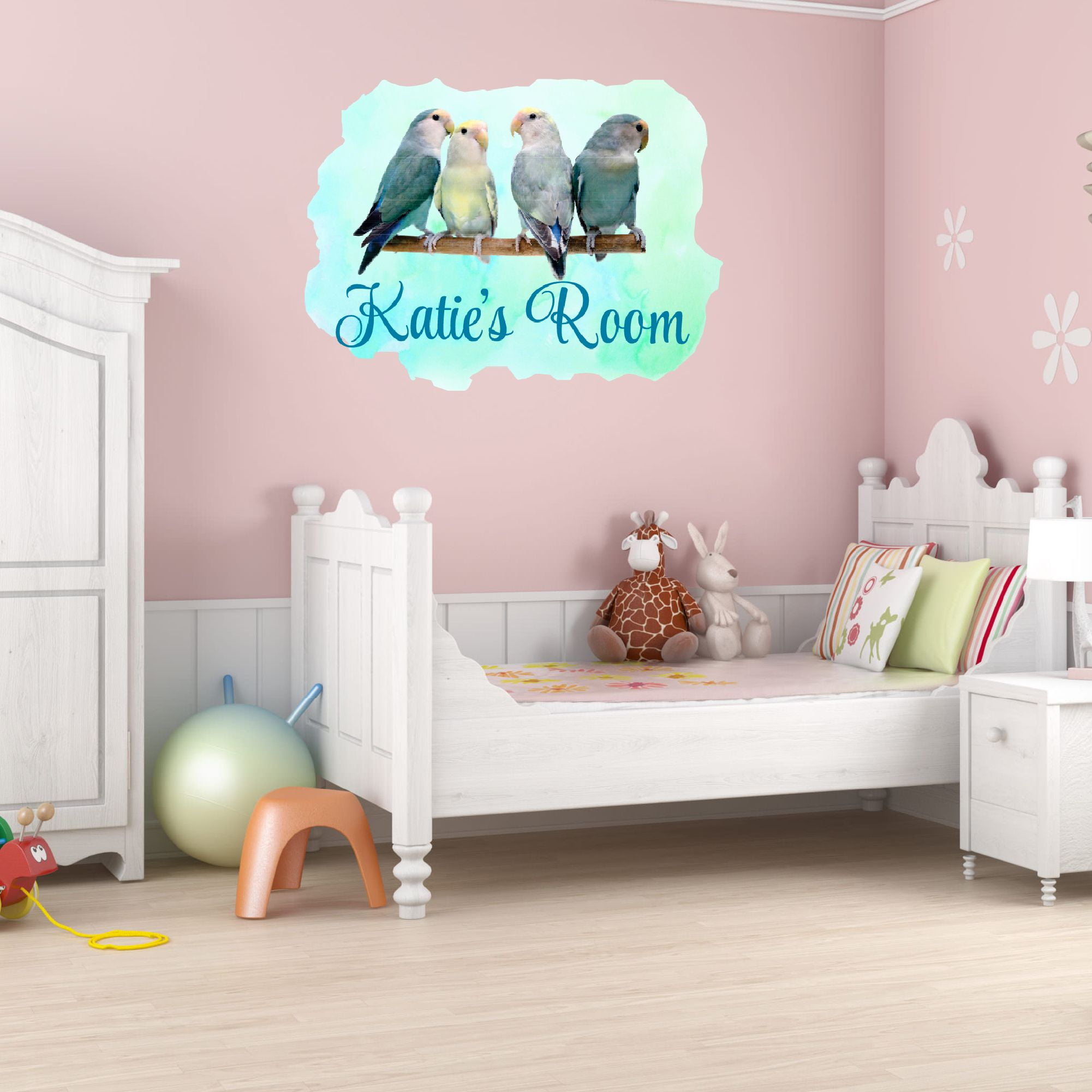 Personalized Watercolor Decal Bedroom Wall Decal for Children