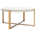 thumbnail image 3 of SAFAVIEH Navya Abstract Round Coffee Table, White Wash/Gold, 3 of 10