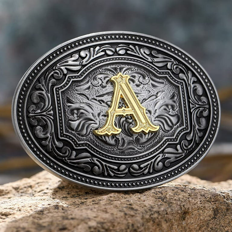 Vintage Fashion Western Belt Buckle Initial Letters From ABC to XYZ Cowboy  Rodeo Belt Buckle for Men and Women, Best Gift