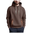 thumbnail image 3 of TOWED22 Hoodie Sweatshirt for Men Solid Color Hoodies Long Sleeve Pullover Athletic Classic Hooded Sweatshirts Comfy(Coffee,L), 3 of 9
