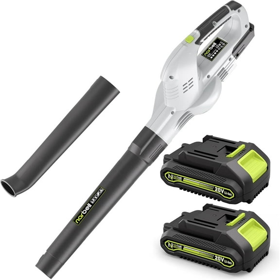 Leaf Blower Cordless 20V, 320CFM 145MPH Electric Leaf Blower with 2x2.0 Ah Batteries & Fast Charger, Lightweight Handheld Blower with 2 Tubes for Lawn & Snow Blowing