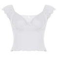 thumbnail image 4 of Daznico Women's Sweetheart Neck Ruffle Crop Top, Casual Short Sleeve Basic Tee, Stretchy Soft Fabric for Daily Wear,L, 4 of 4