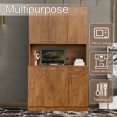 thumbnail image 4 of JOYSOURCE Kitchen Pantry Cabinets with 6 Doors and 3 Adjustable Shelves, 71" China Cabinet Hutch with Freestanding, Buffet Cabinet with Storage, Microwave Stand with Storage Cabinet, Walnut, 4 of 11