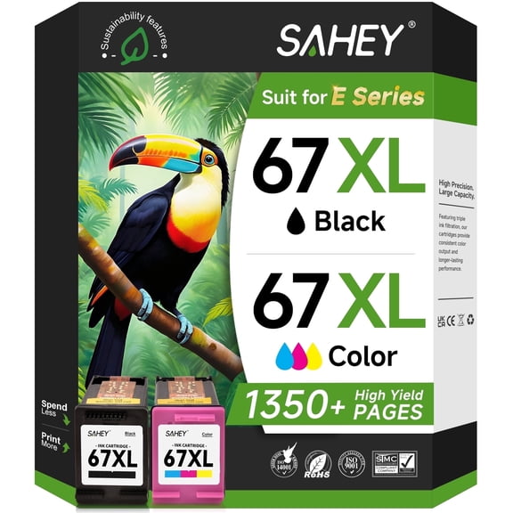 67XL Ink Cartridges Compatible for 67 Ink Cartridge for Ink 67 for DeskJet 2700 2752e 2755e 2855e 4155e 4255e Envy 6000 6055 6055e Printer (Black, Tri-color)
