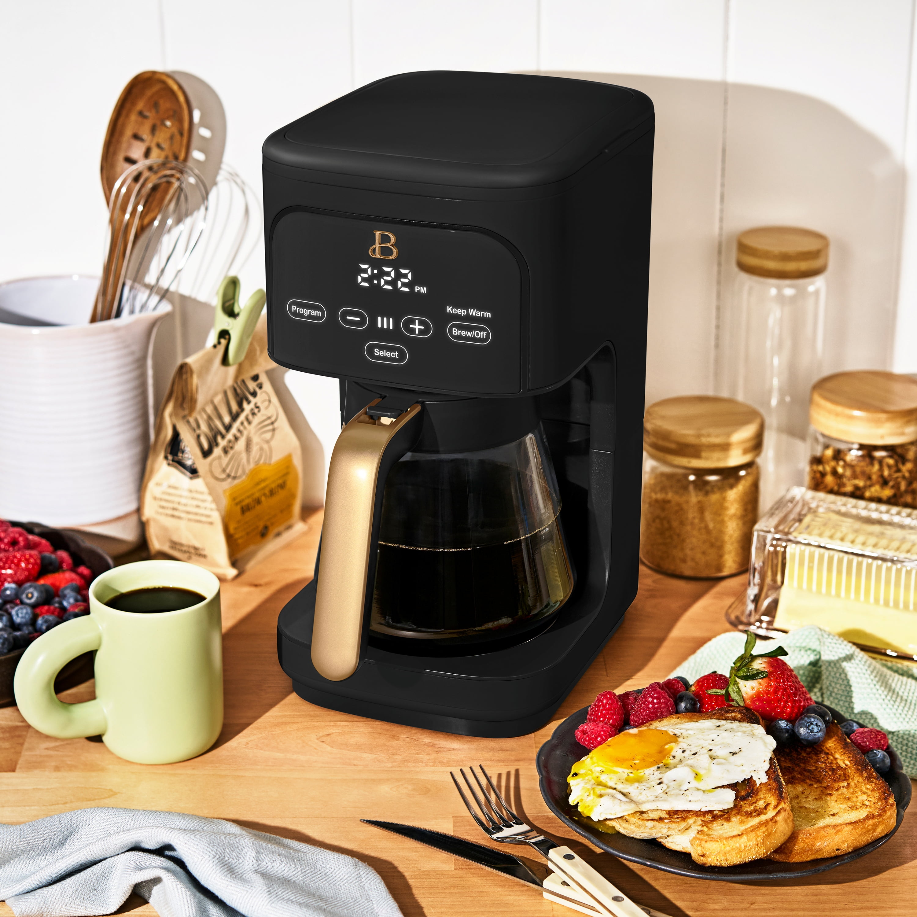 Beautiful 12 cup Programmable Coffee Maker, Black Sesame by Drew Barrymore