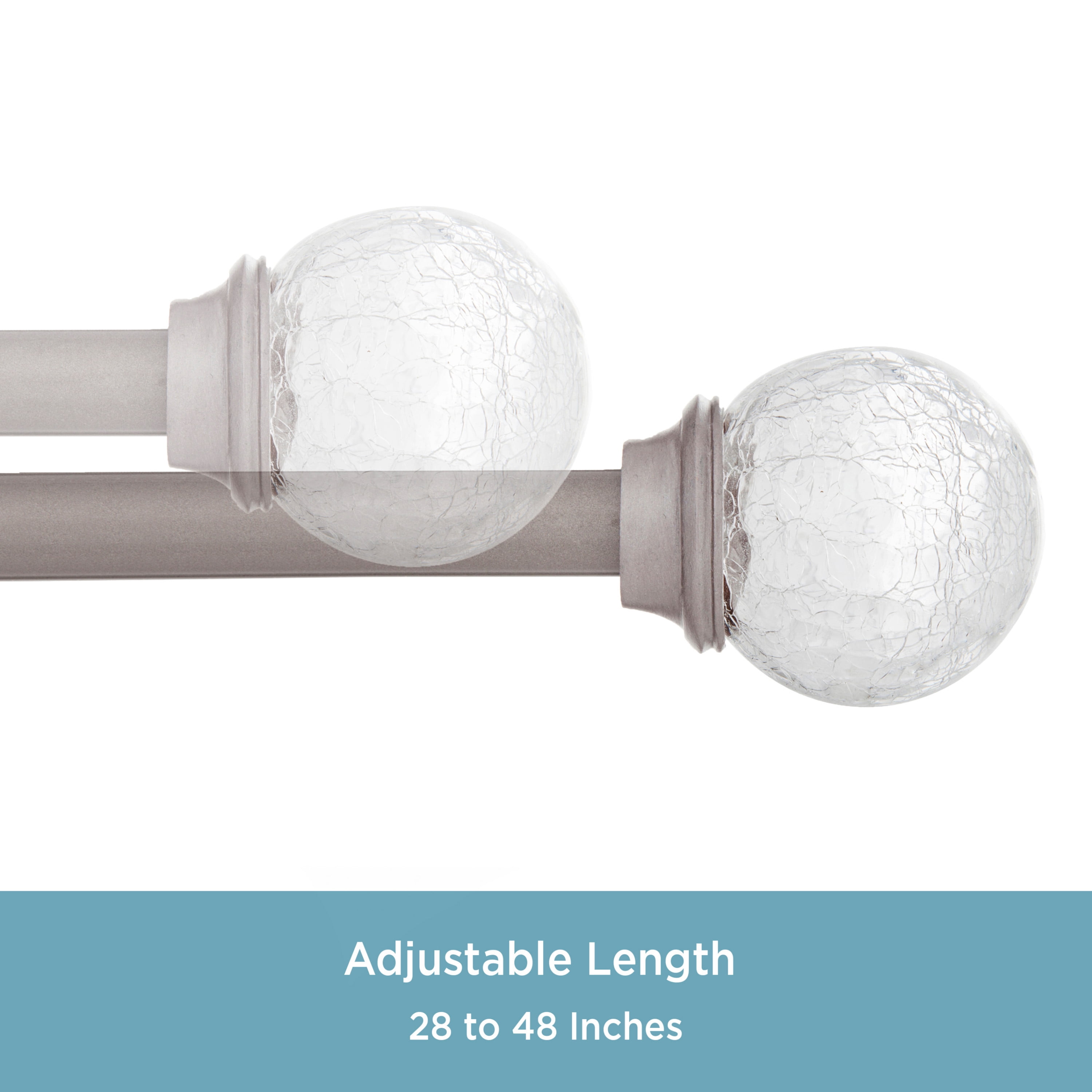 (2 pack) Kenney Walden 28-48" Steel Adjustable Curtain Rod, 5/8" Dia., Pewter