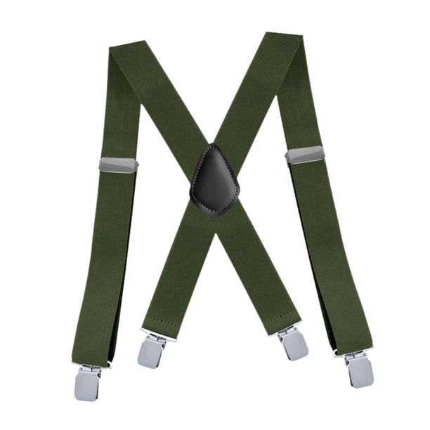 Tirantes para hombre de 3,5 cm de ancho, tirantes anchos elásticos informales para fiesta de disfraces Verde