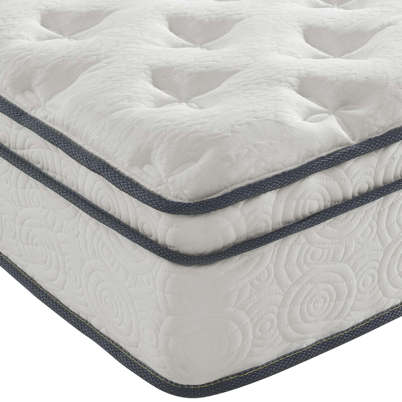 Modern Contemporary Urban Design Bedroom King Size 10inch Mattress, Fabric, White