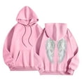 thumbnail image 5 of larppty Wings Pattern Hoodie for Women Hoodie Fashion Sparkly Bling Sweatshirt Tops (Pink, XXL), 5 of 5