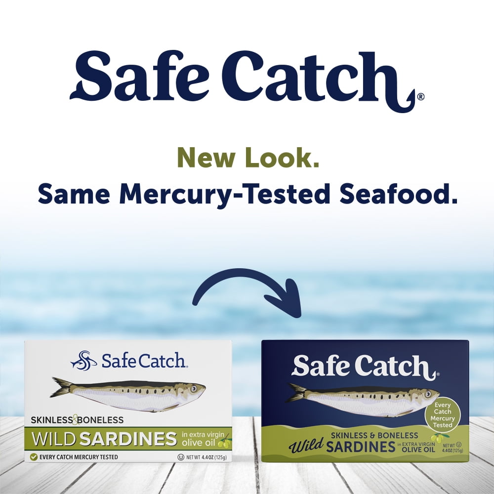 Safe Catch Wild Skinless & Boneless Sardines in Extra Virgin Olive Oil, 4.4 oz – Mercury Tested Sardines in Olive Oil